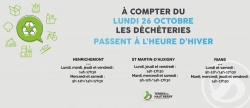Les déchèteries passent à l'heure d'hiver